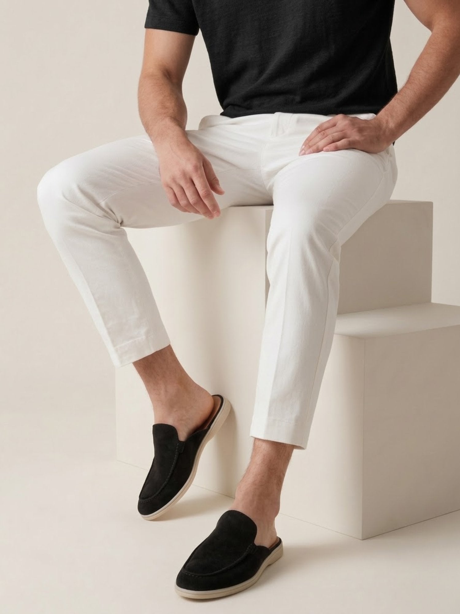 Men's Suede-Look Slip-On Mules with Open Heel