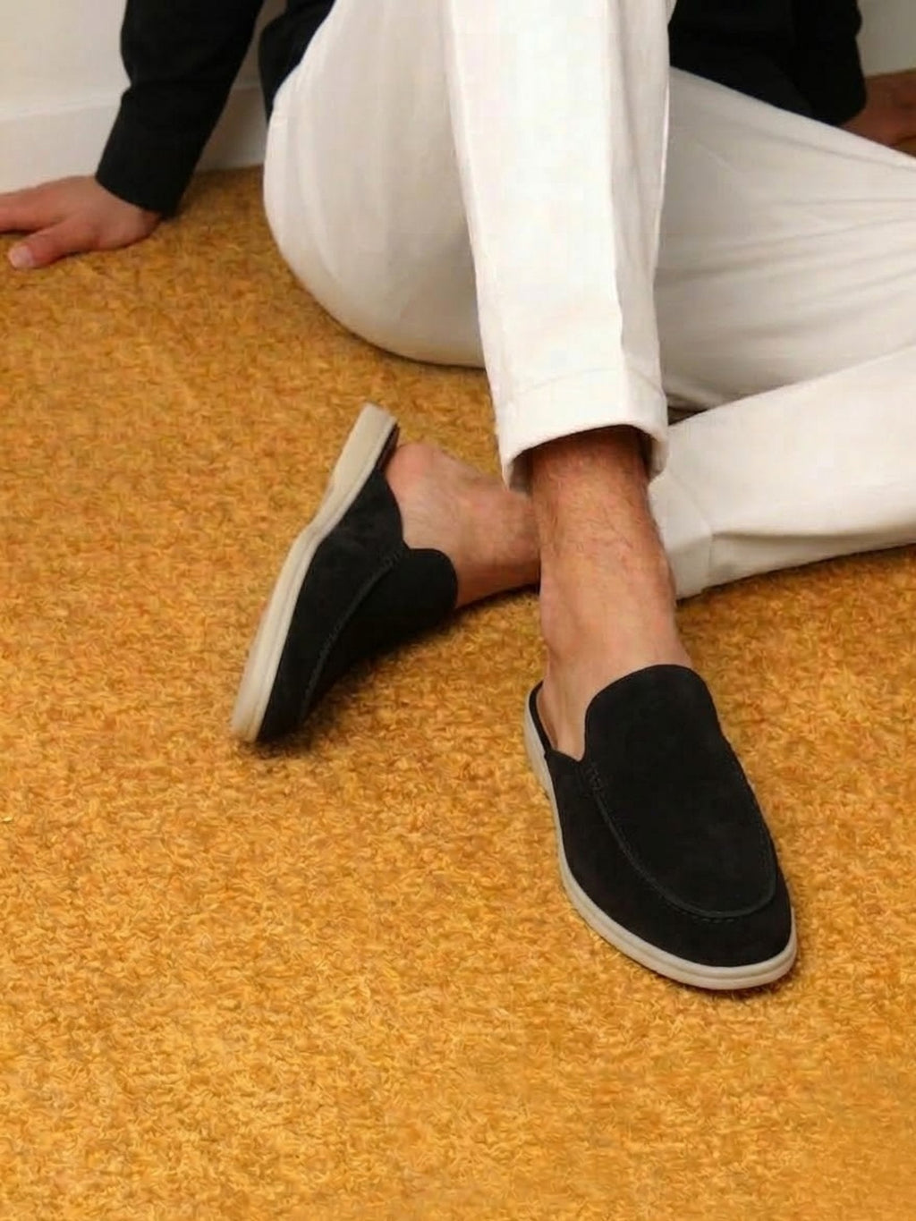 Men's Suede-Look Slip-On Mules with Open Heel