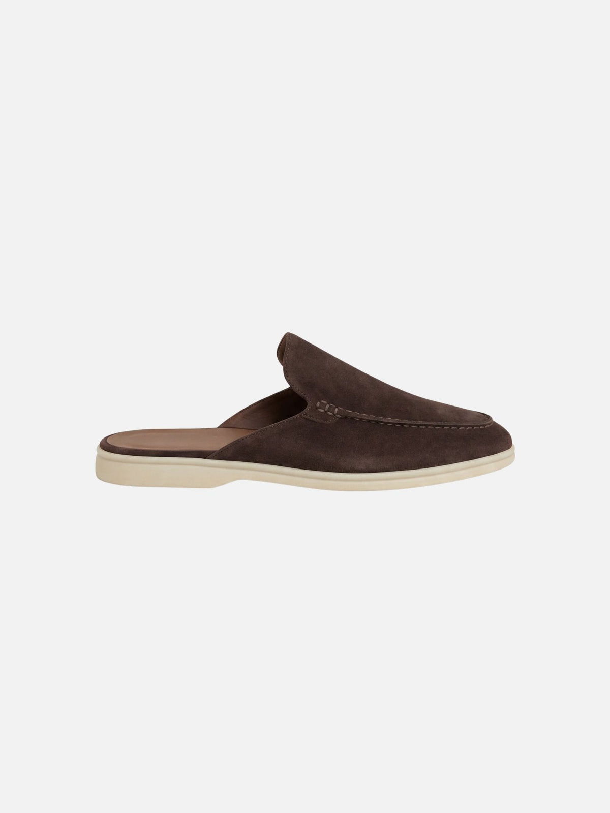 Men's Suede-Look Slip-On Mules with Open Heel - Brown