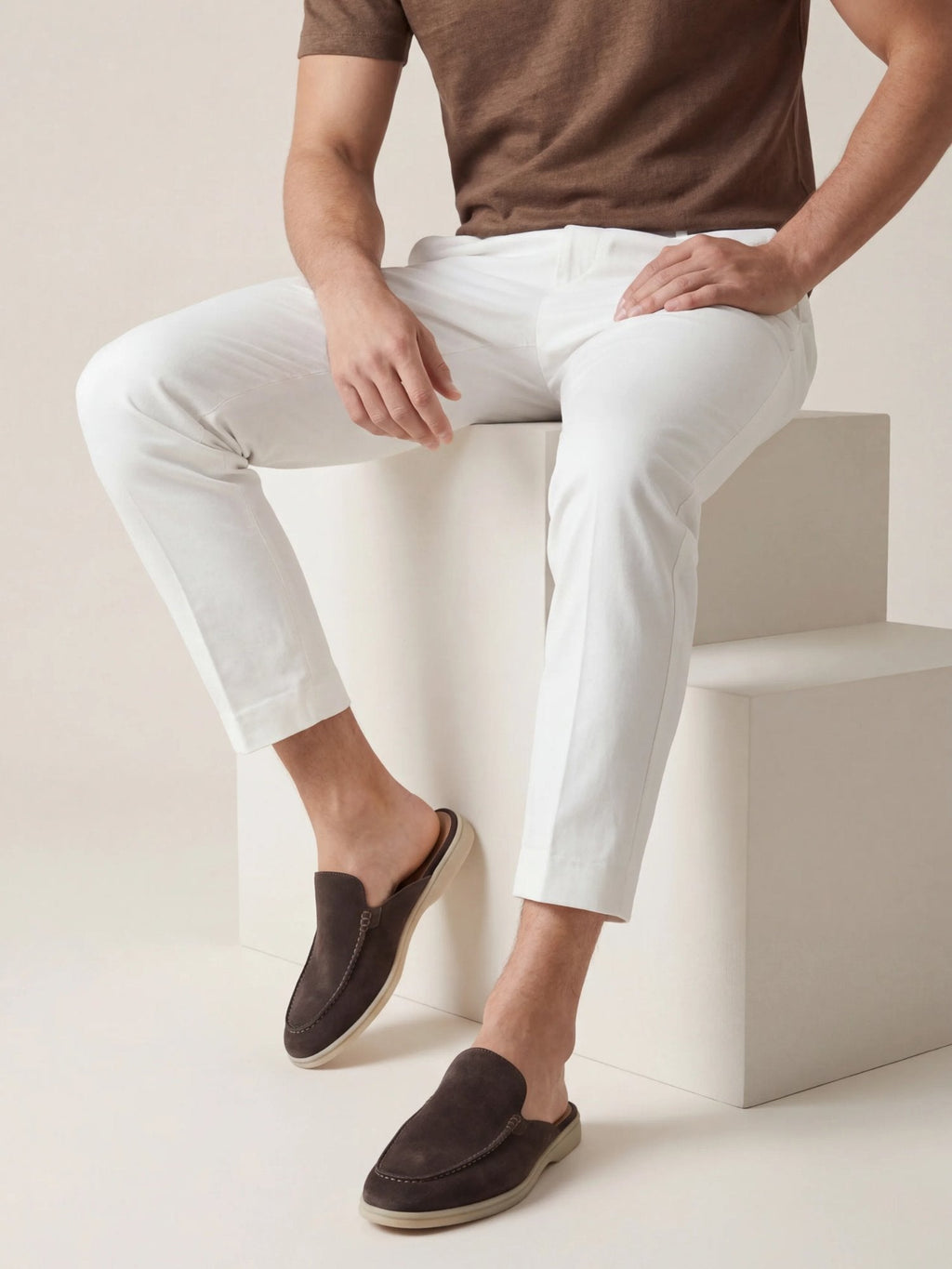 Men's Suede-Look Slip-On Mules with Open Heel