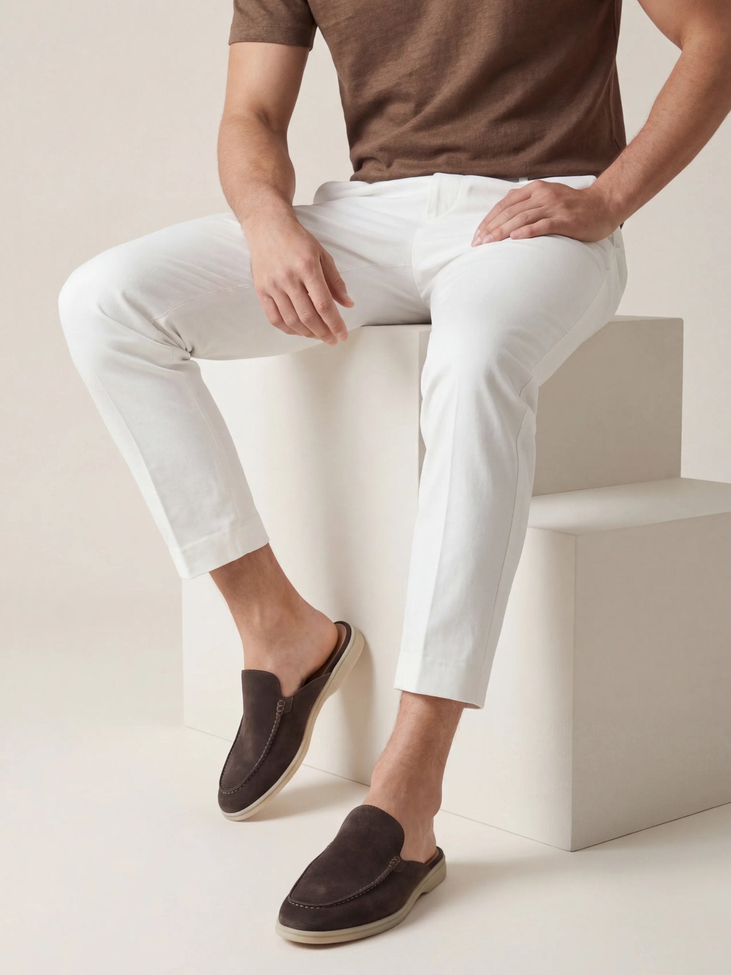Men's Suede-Look Slip-On Mules with Open Heel