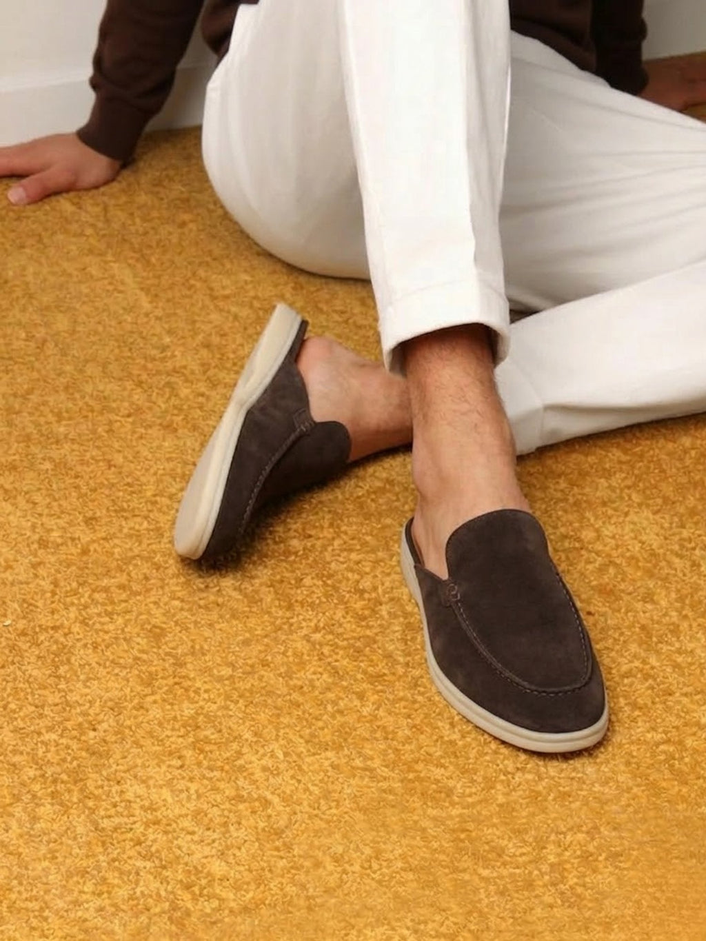 Men's Suede-Look Slip-On Mules with Open Heel