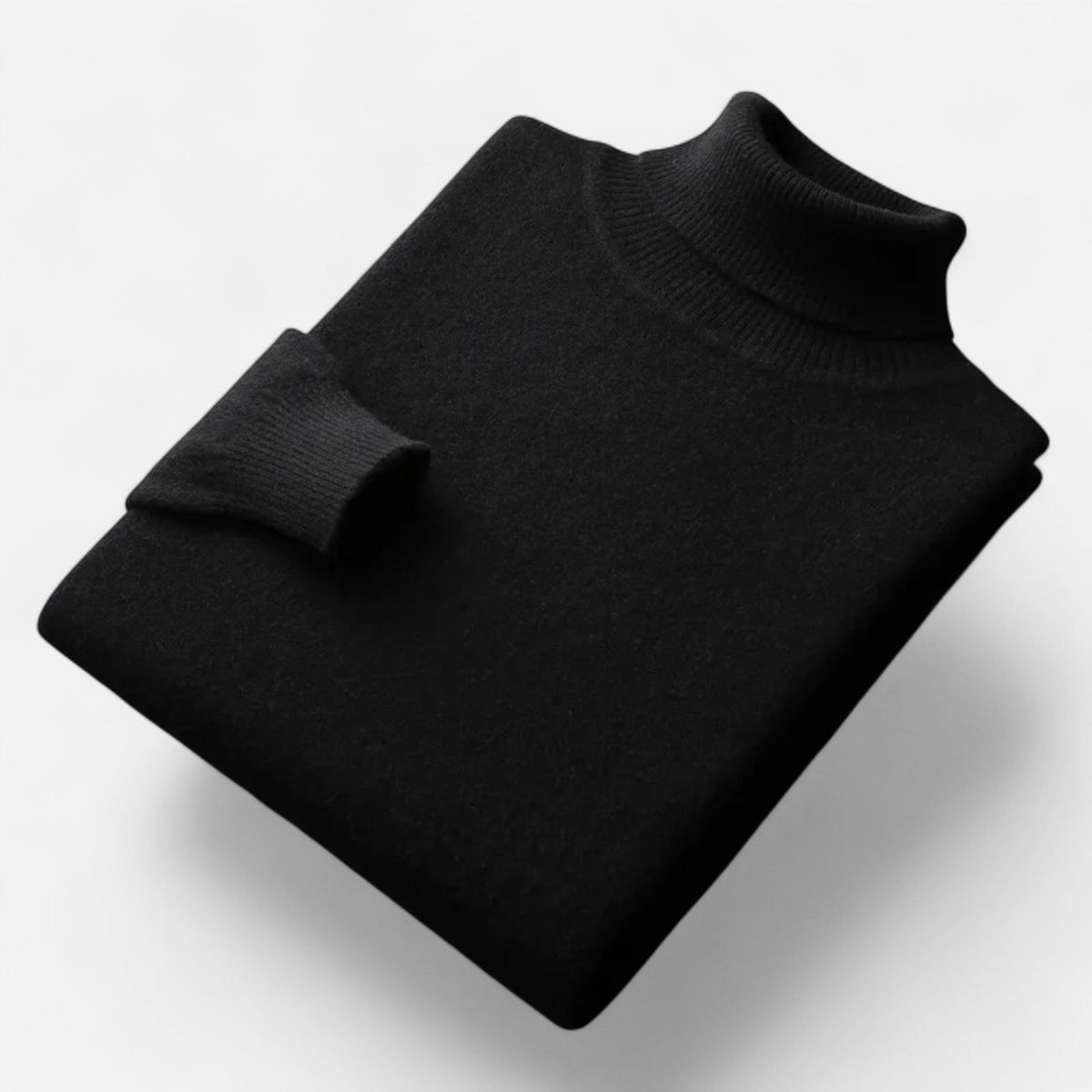 Men's Soft Knit High-Lapel Pullover - Black