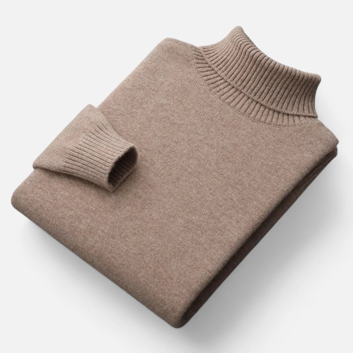 Men's Soft Knit High-Lapel Pullover - Camel