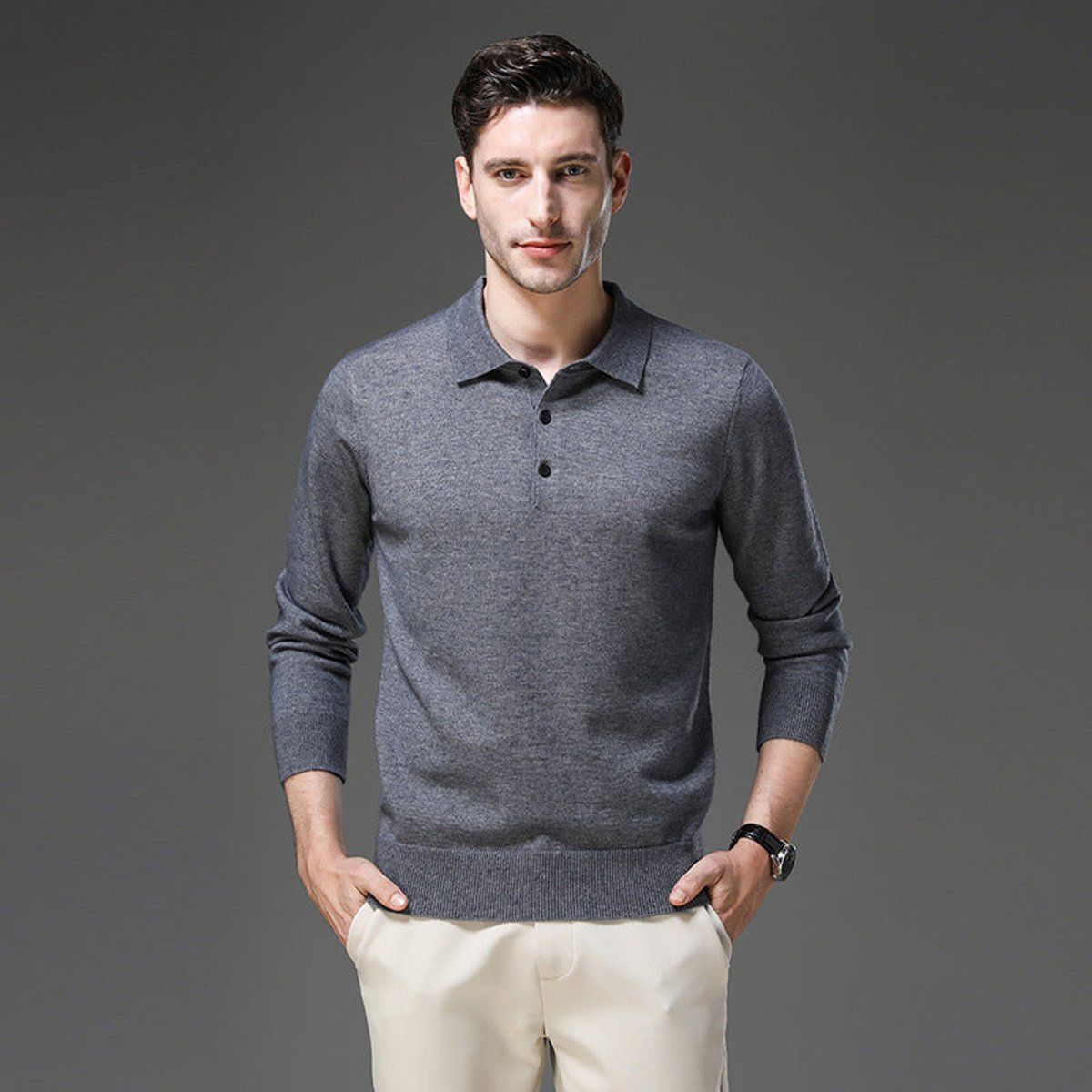 Men's Soft Knit Polo Sweater