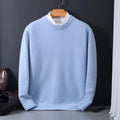Men's Soft Mohair Crewneck Knit Sweater Pullover - Light Blue