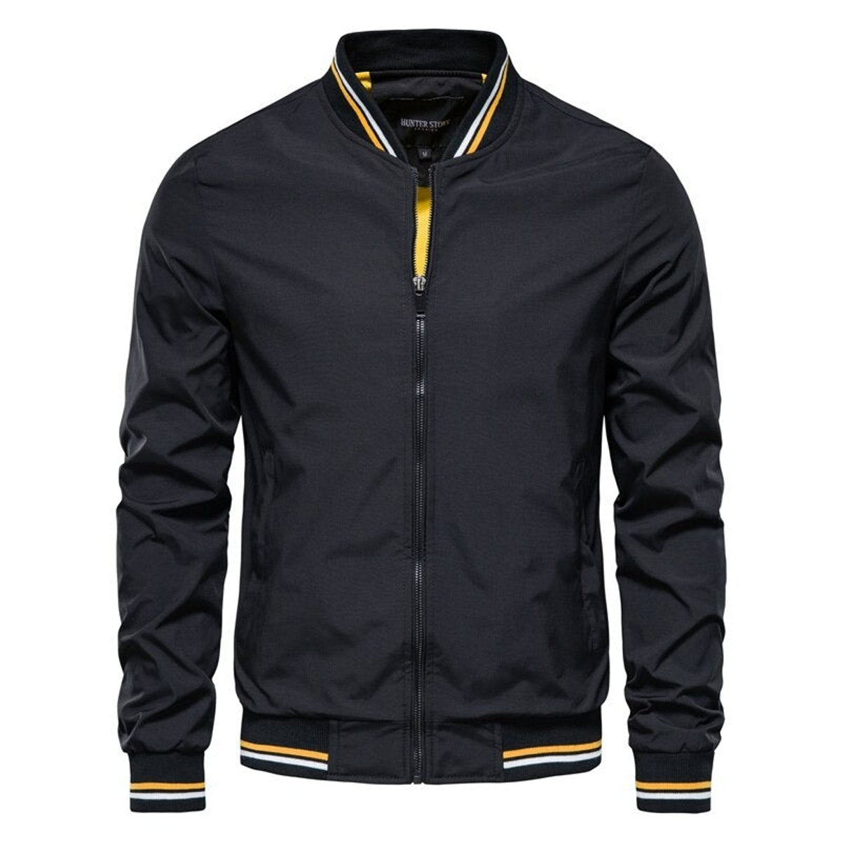 Men's Ribbed-Trim Zip-Up Bomber Jacket