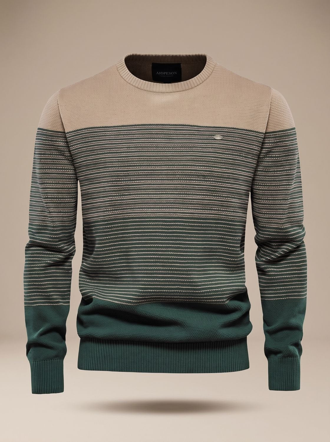 Men's Gradient Stripe Crew Neck Knit Pullover - Green