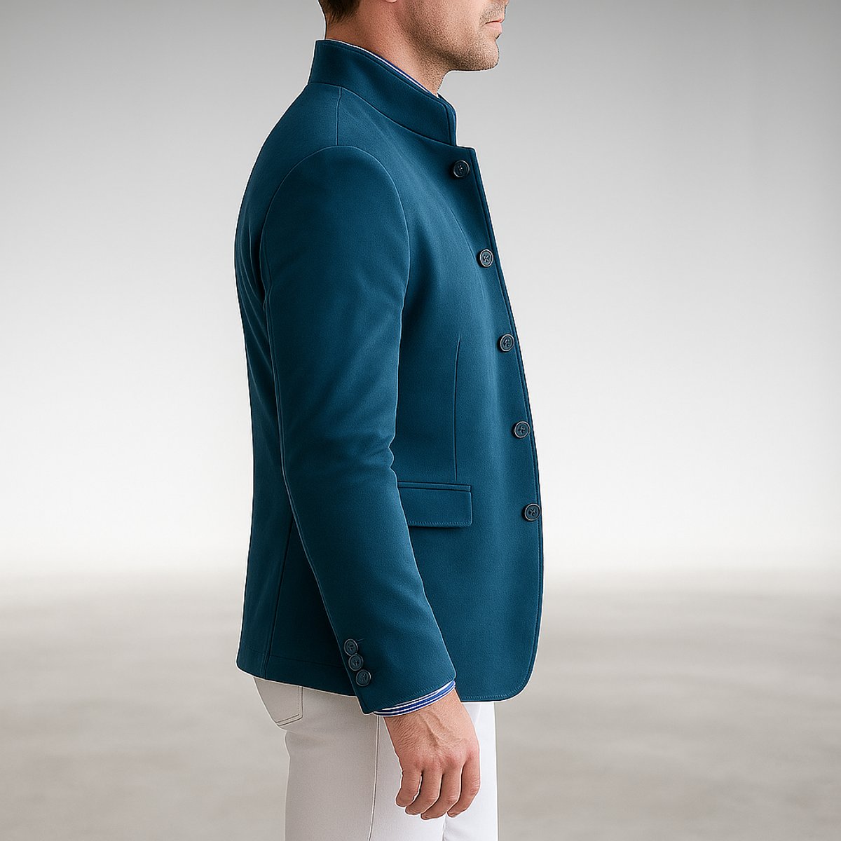 Men's Structured Mandarin Collar Button-Front Jacket