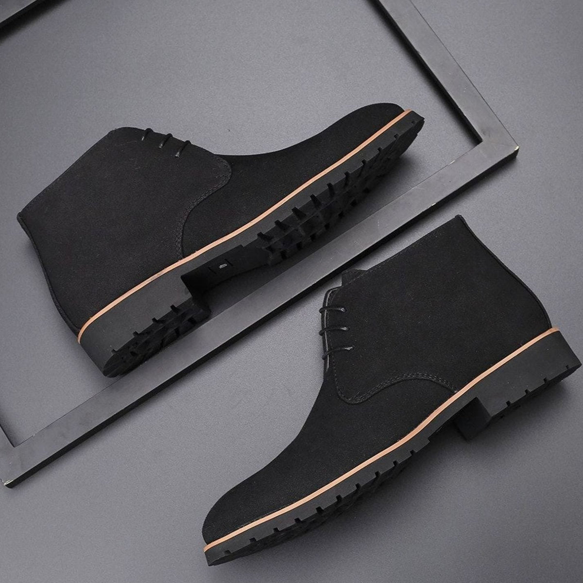 Men's Suede Chukka Lace-Up Boots - Black