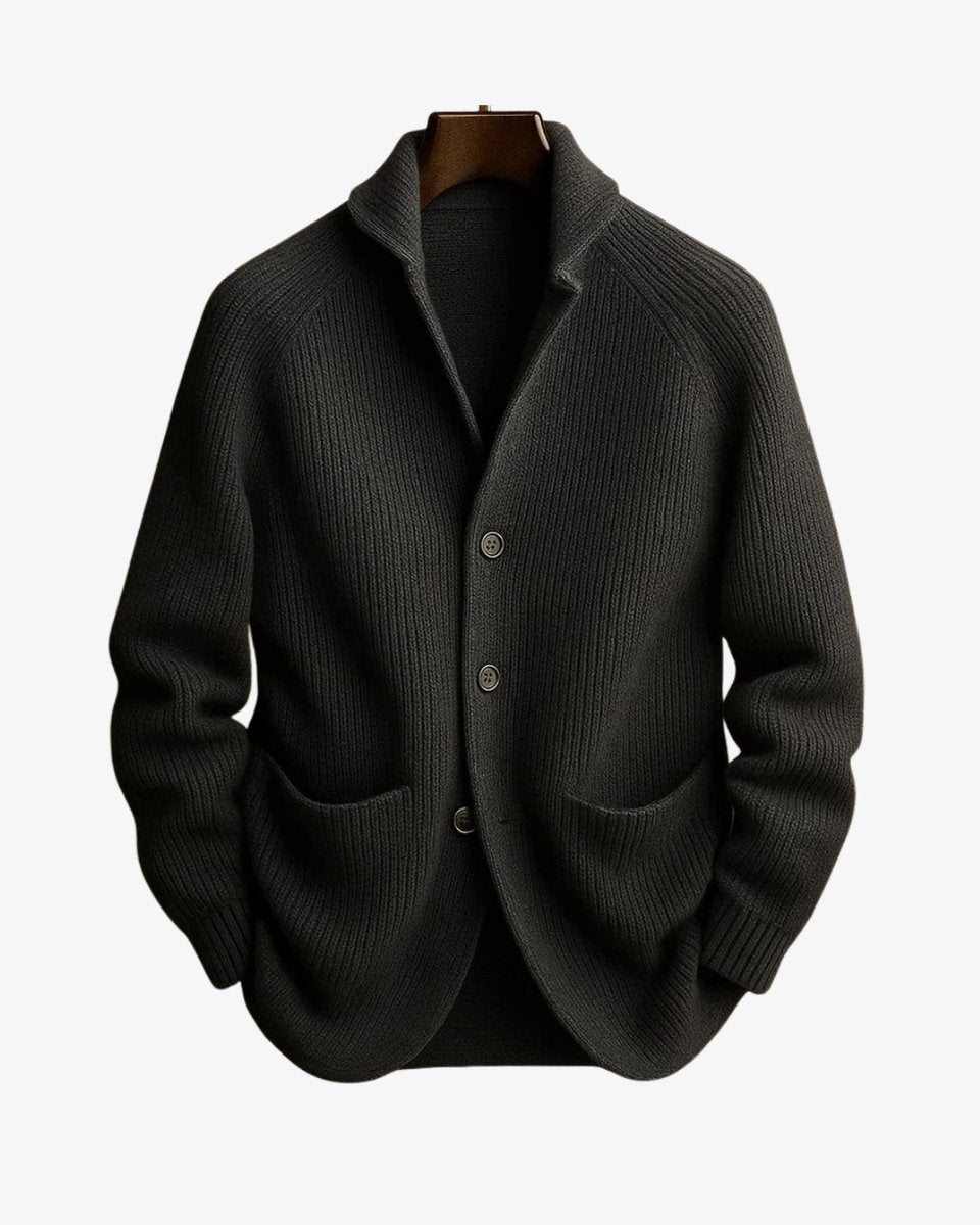 Men's Tailored Ribbed Knit Button-Front Cardigan - Gray