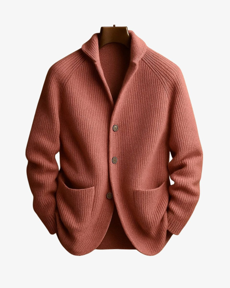 Men's Tailored Ribbed Knit Button-Front Cardigan - Pink