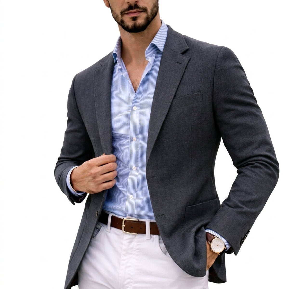 Men's Tailored Knit Notch Lapel Blazer - Gray