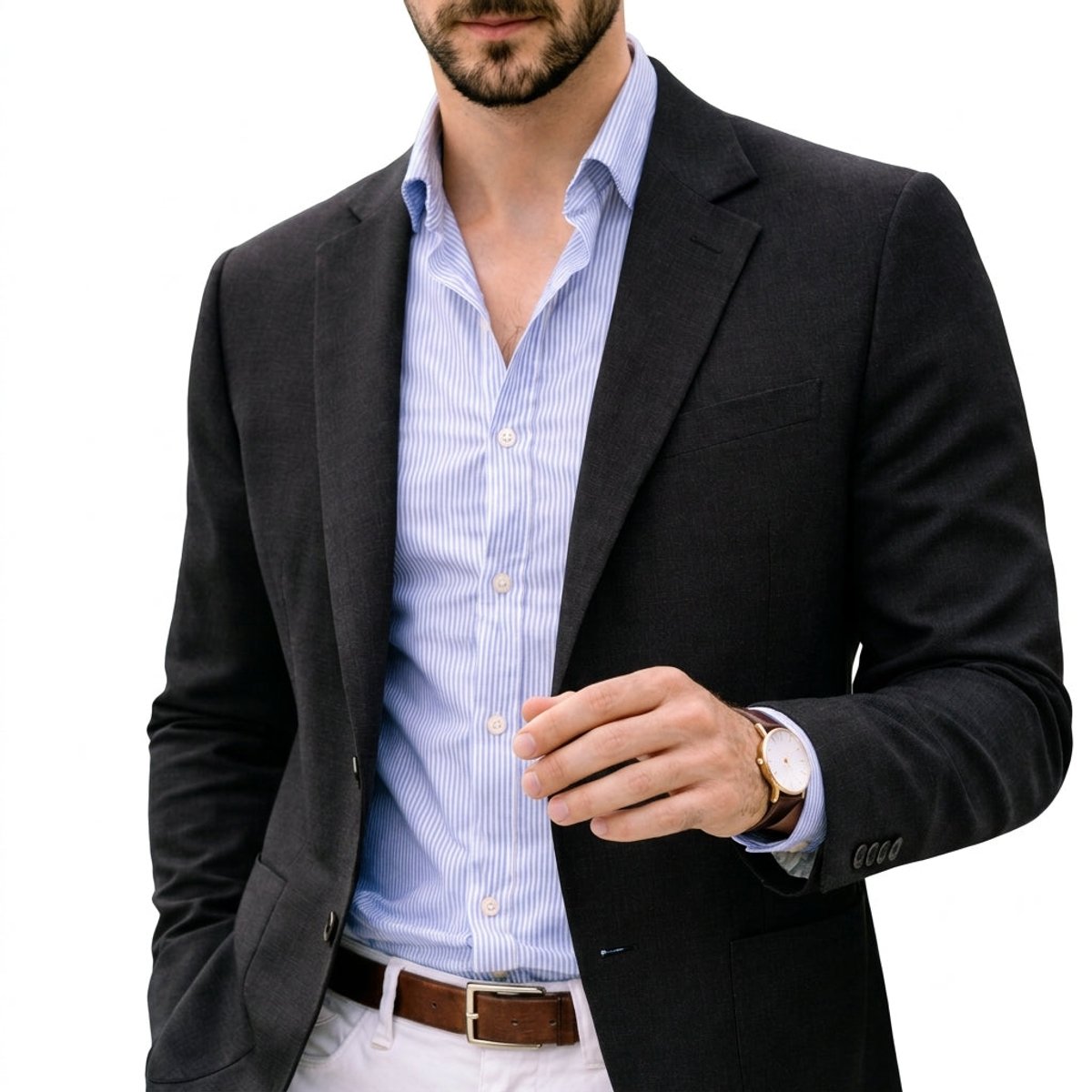 Men's Tailored Knit Notch Lapel Blazer - Black