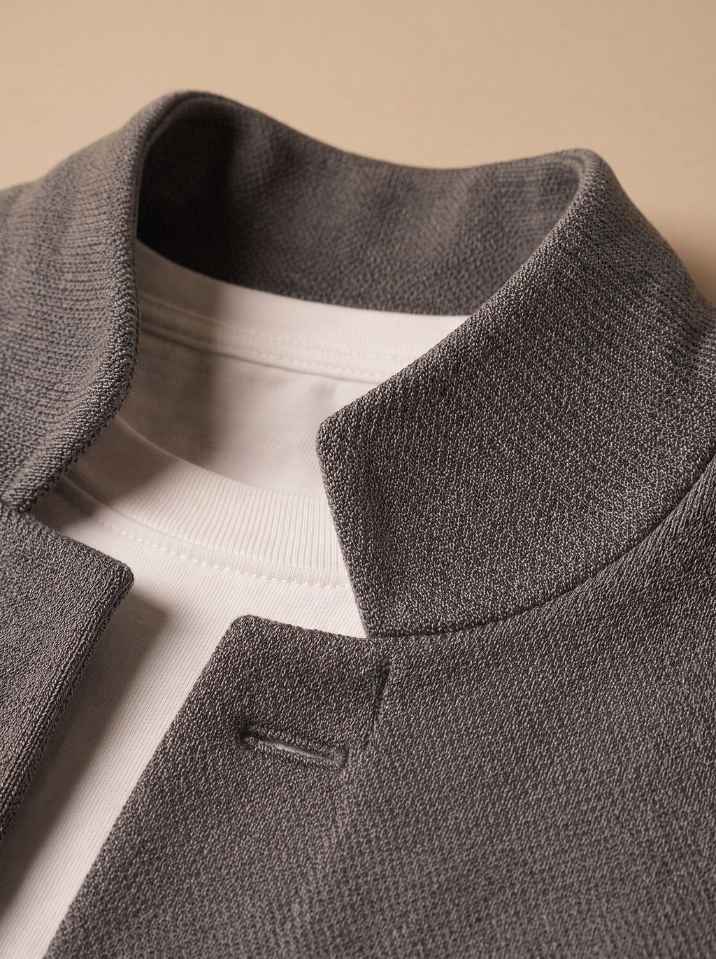 Men's Textured Knit Stand-Collar Button Cardigan with Patch Pockets