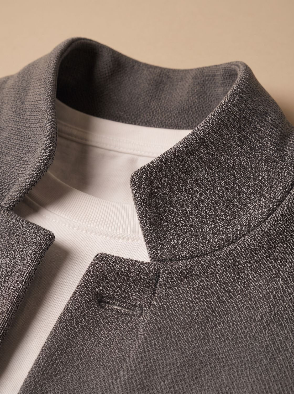 Men's Textured Knit Stand-Collar Button Cardigan with Patch Pockets