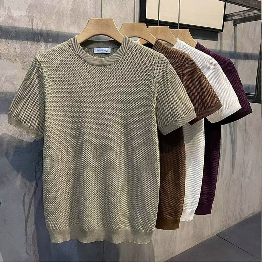 Men's Textured Knit Crewneck Sweater Relaxed Fit