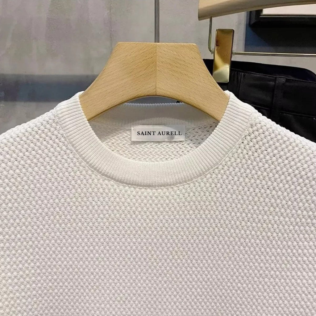 Men's Textured Knit Crewneck Sweater Relaxed Fit