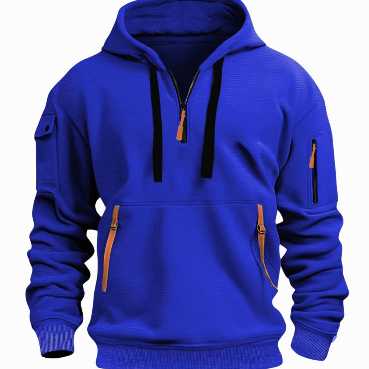 Men's Utility Pocket Quarter-Zip Hooded Pullover - Blue
