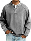 Men's Vintage Washed Henley Pullover - Gray