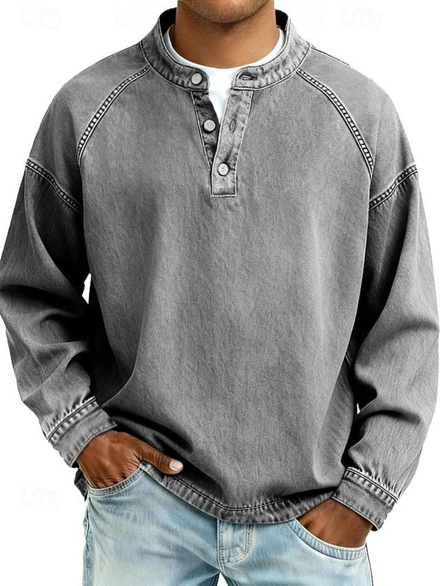 Men's Vintage Washed Henley Pullover