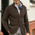 Men's Waffle-Knit Button-Front Cardigan - Coffee