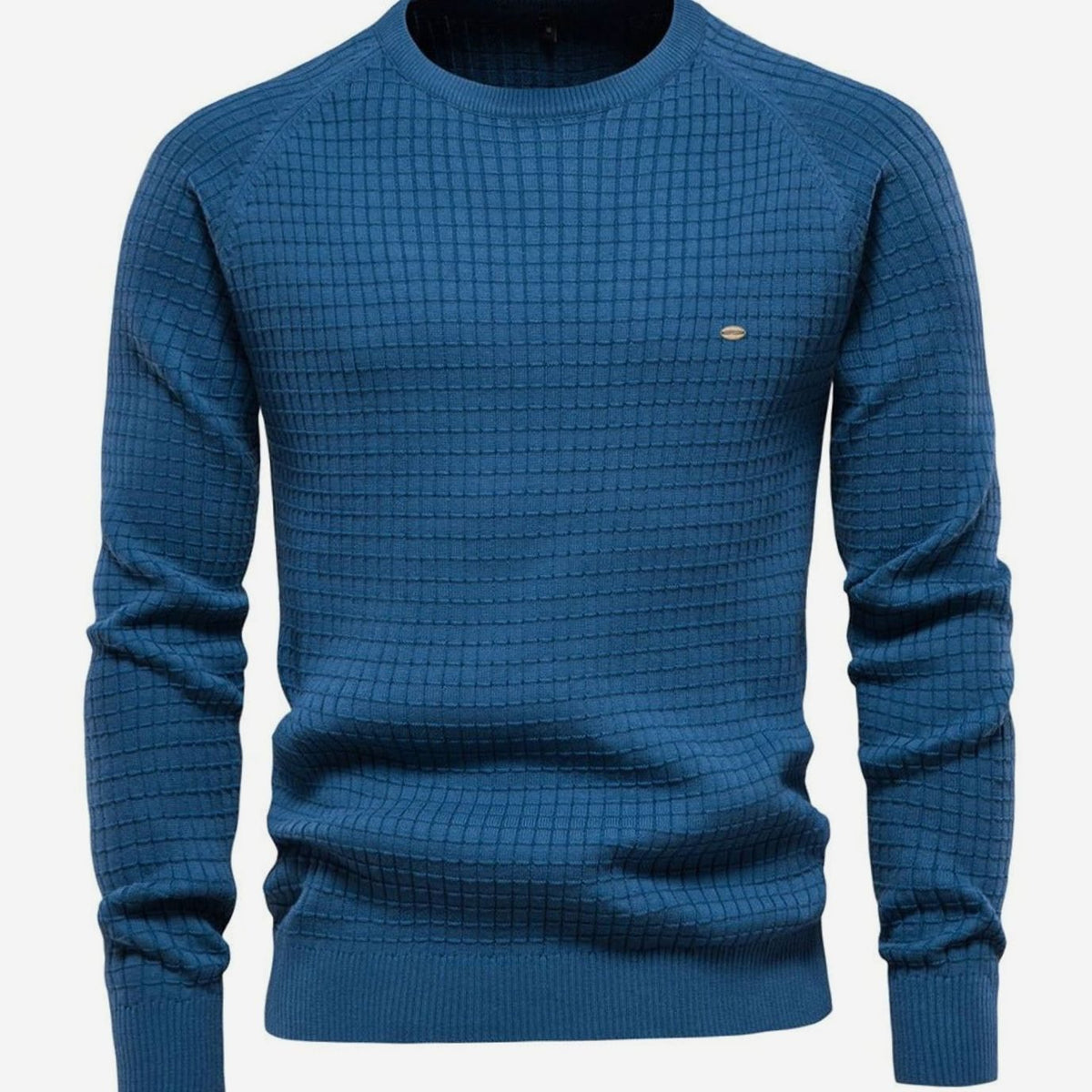 Men's Waffle-Knit Raglan Crewneck Sweater - Navy Blue