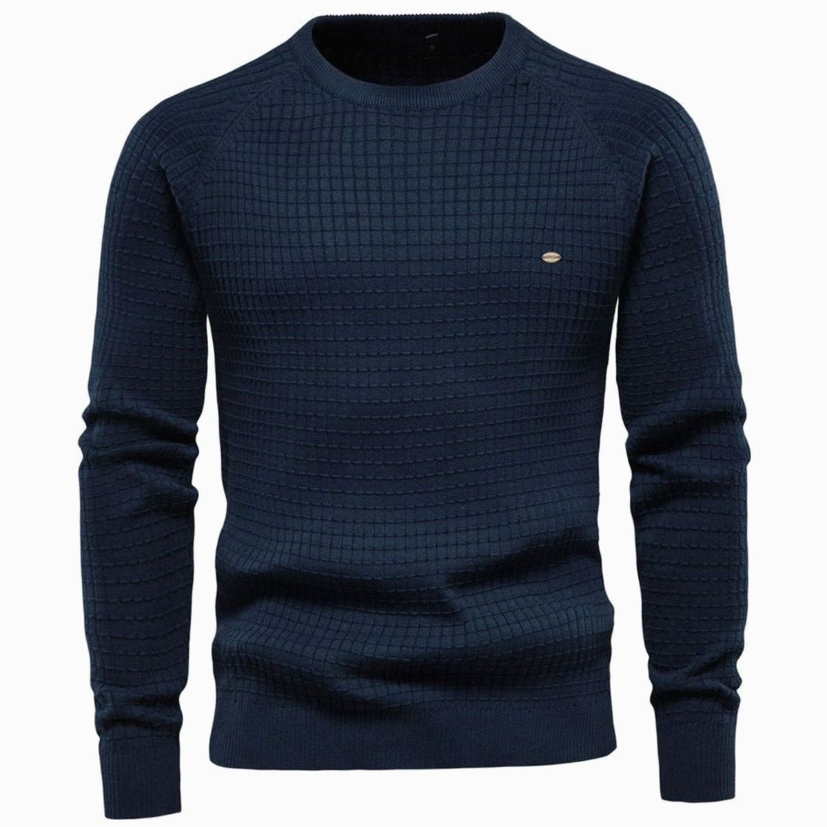 Men's Waffle-Knit Raglan Crewneck Sweater - Dark Gray
