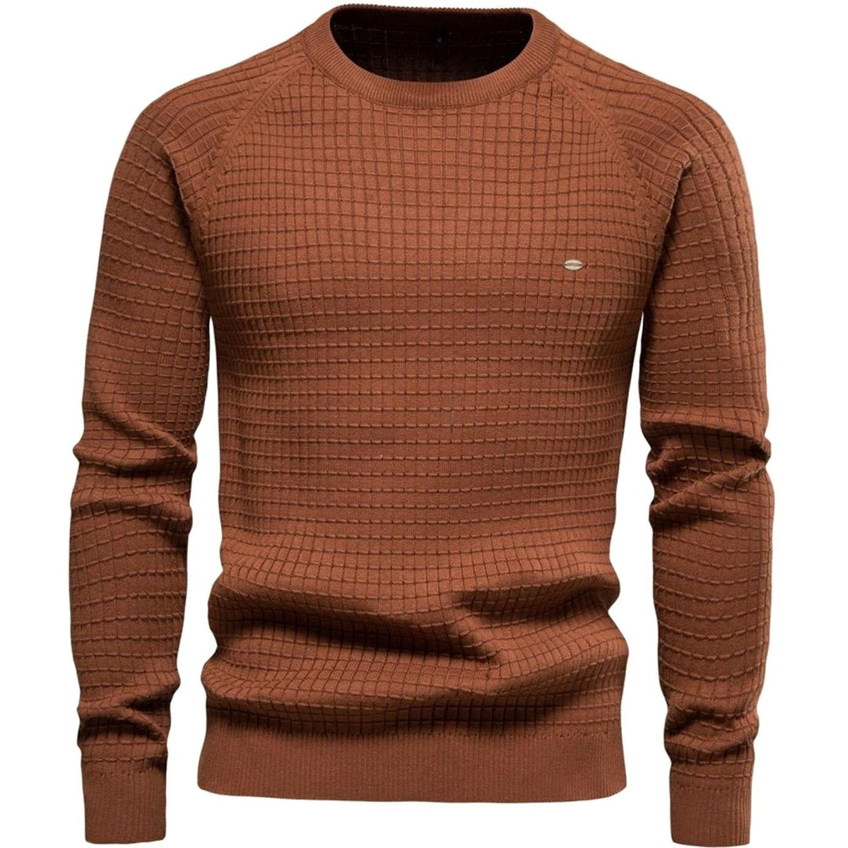 Men's Waffle-Knit Raglan Crewneck Sweater - Brown