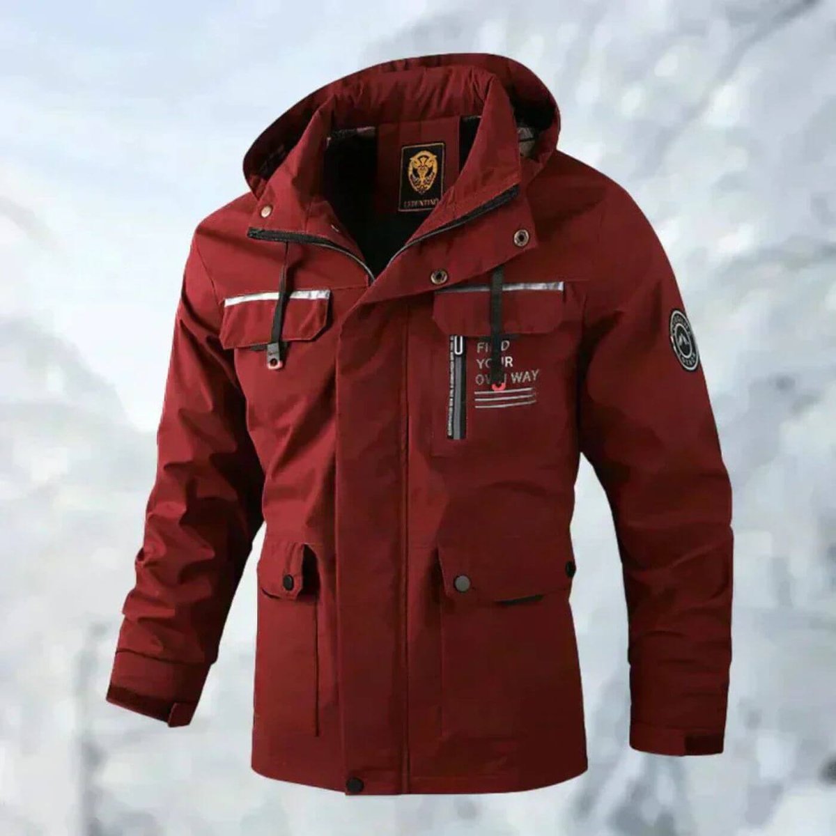 Men's Waterproof Quilted Jacket - Red