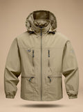 Men's Waterproof Hooded Multi-Pocket Outdoor Jacket - Khaki
