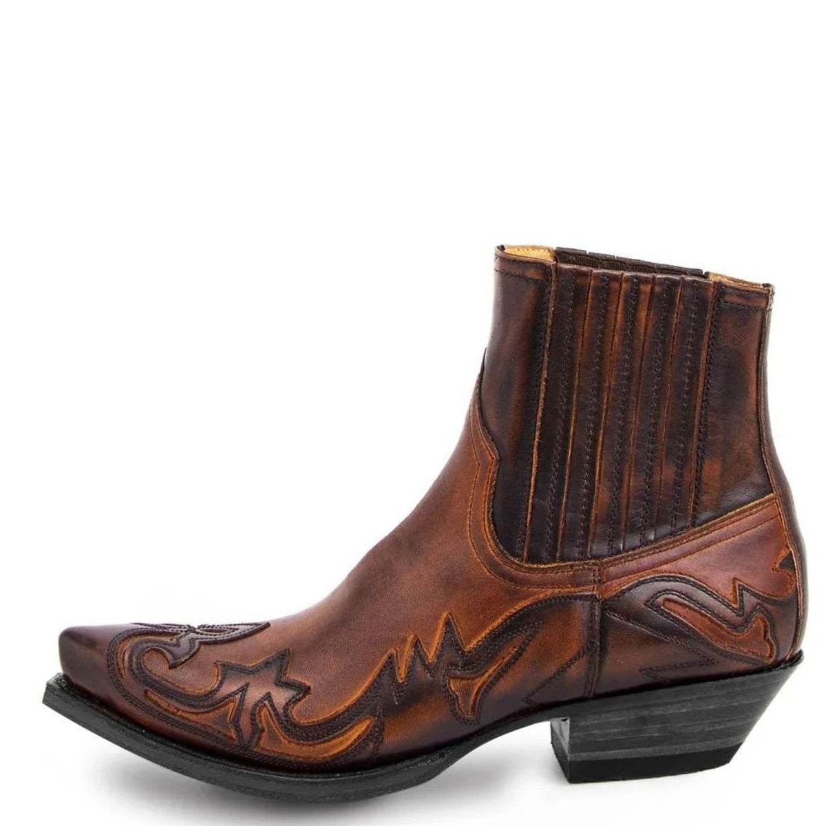 Men's Western Embroidered Chelsea Boots - Brown