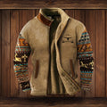 Men's Sherpa-Collar Fleece Bomber Jacket - Blue