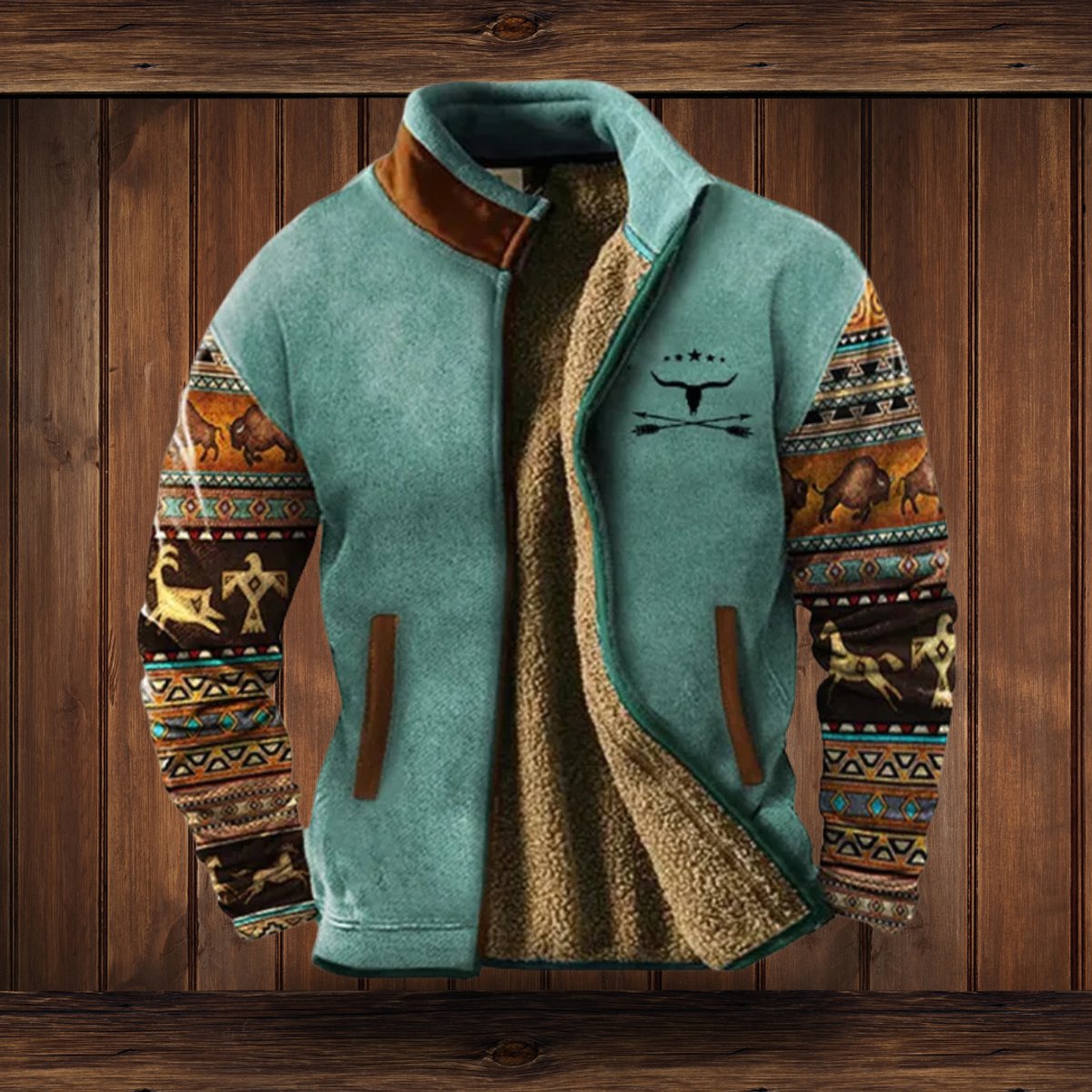 Men's Sherpa-Collar Fleece Bomber Jacket - Gray