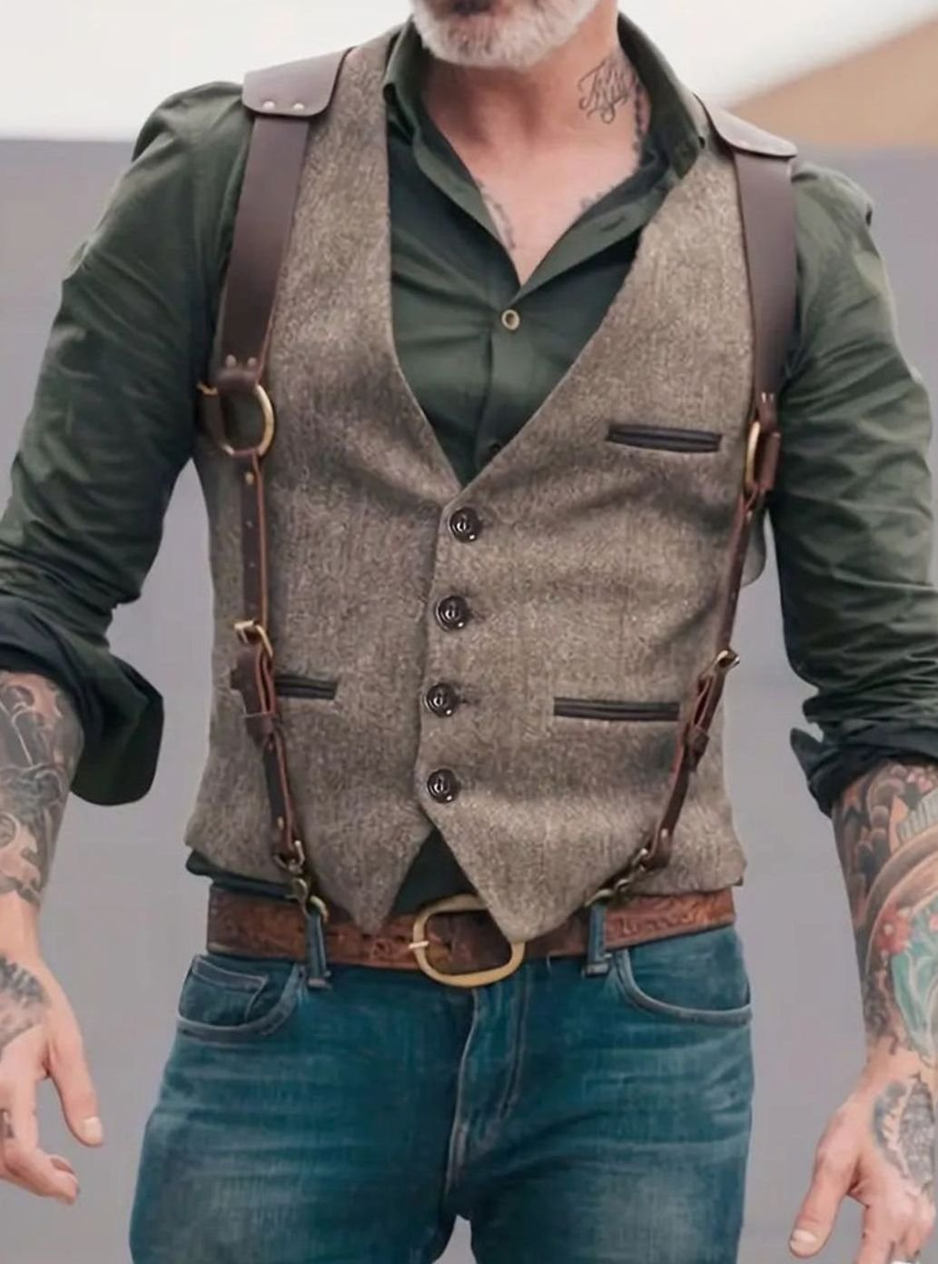 Men's Western Suede-Look Vest