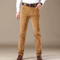 Men's Slim Straight-Leg Corduroy Winter Pants - Beige