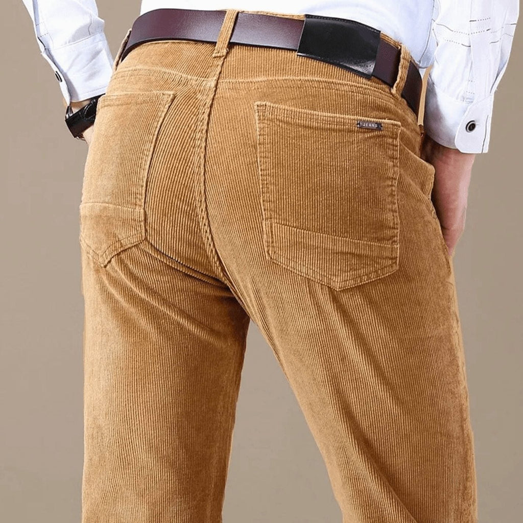 Men's Slim Straight-Leg Corduroy Winter Pants