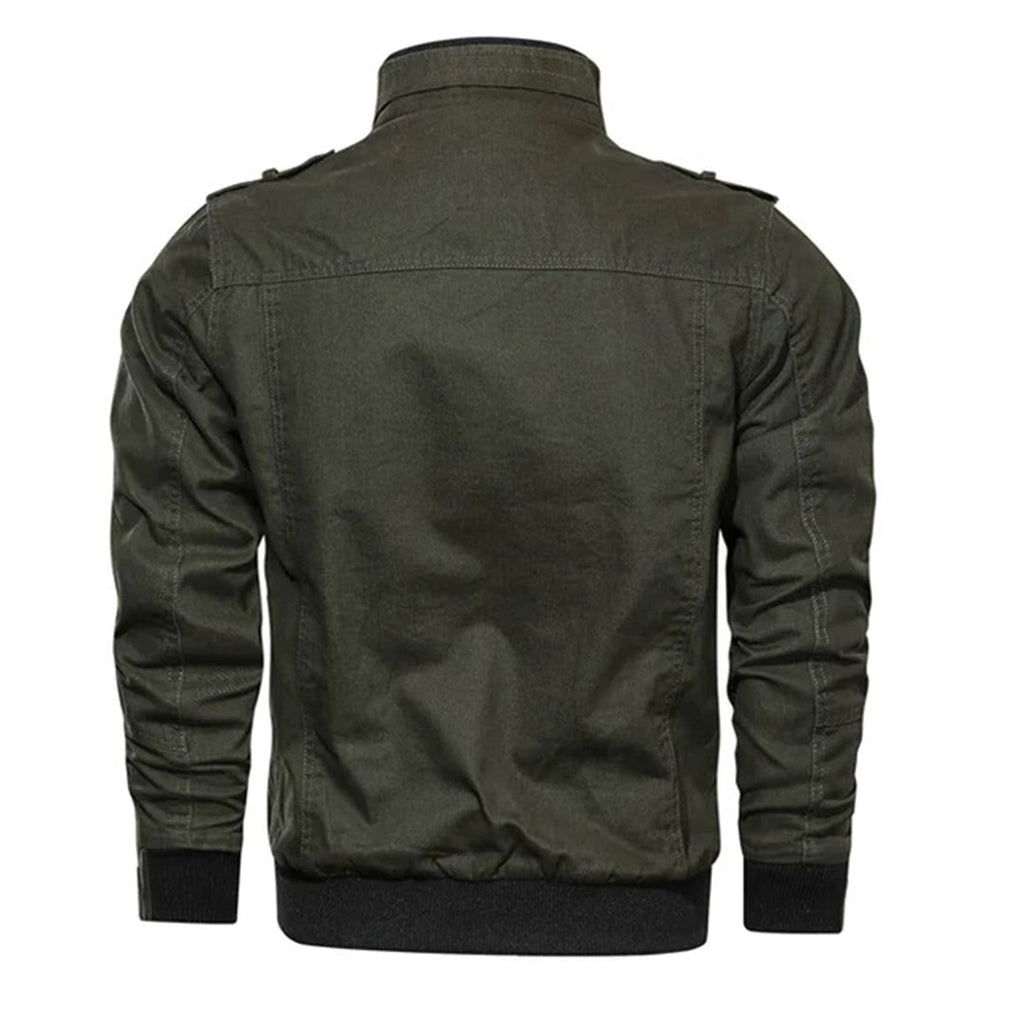 Men's Zip-Up Casual Bomber Jacket - Blue