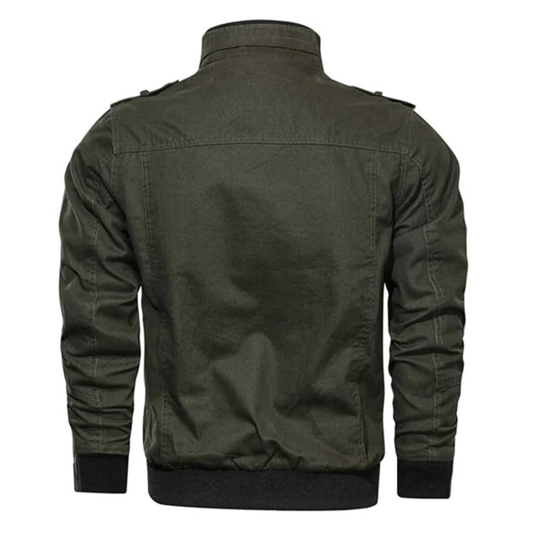Men's Zip-Up Casual Bomber Jacket - Blue