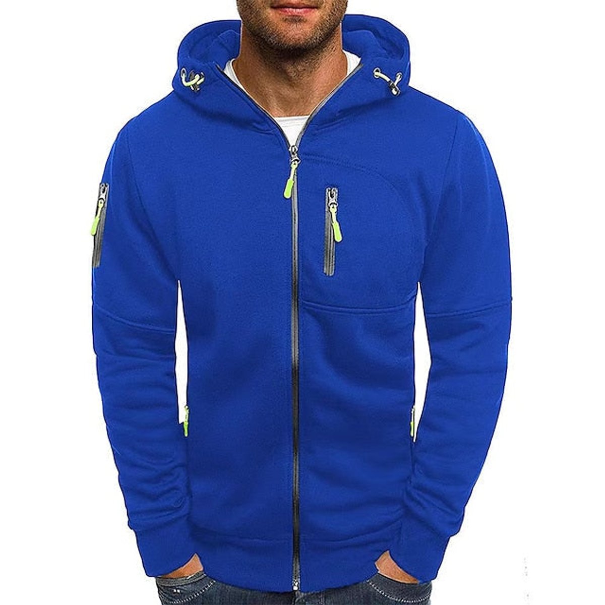 Men's Zip-Up Fleece Hoodie - Blue