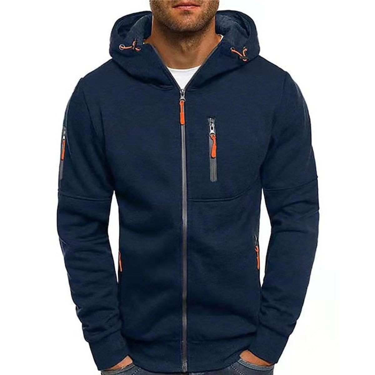Men's Zip-Up Fleece Hoodie - Navy