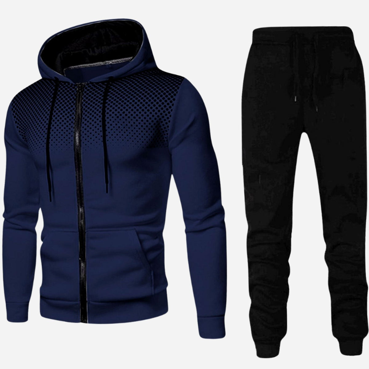 Men's Zip-Up Hoodie and Tapered Jogger Tracksuit Set - Marine Blue