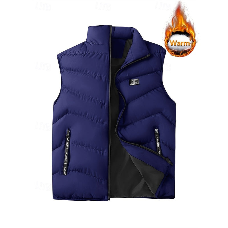Men's Quilted Puffer Vest with Stand Collar