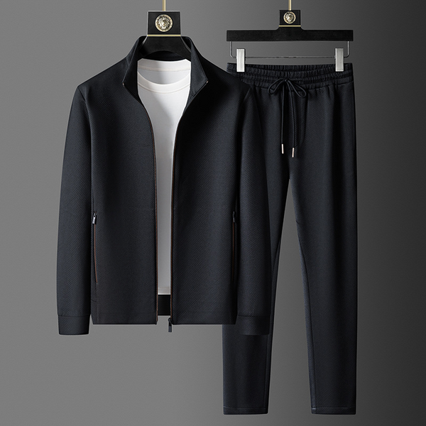 Men's Slim Fit Two-Piece Tracksuit - Black