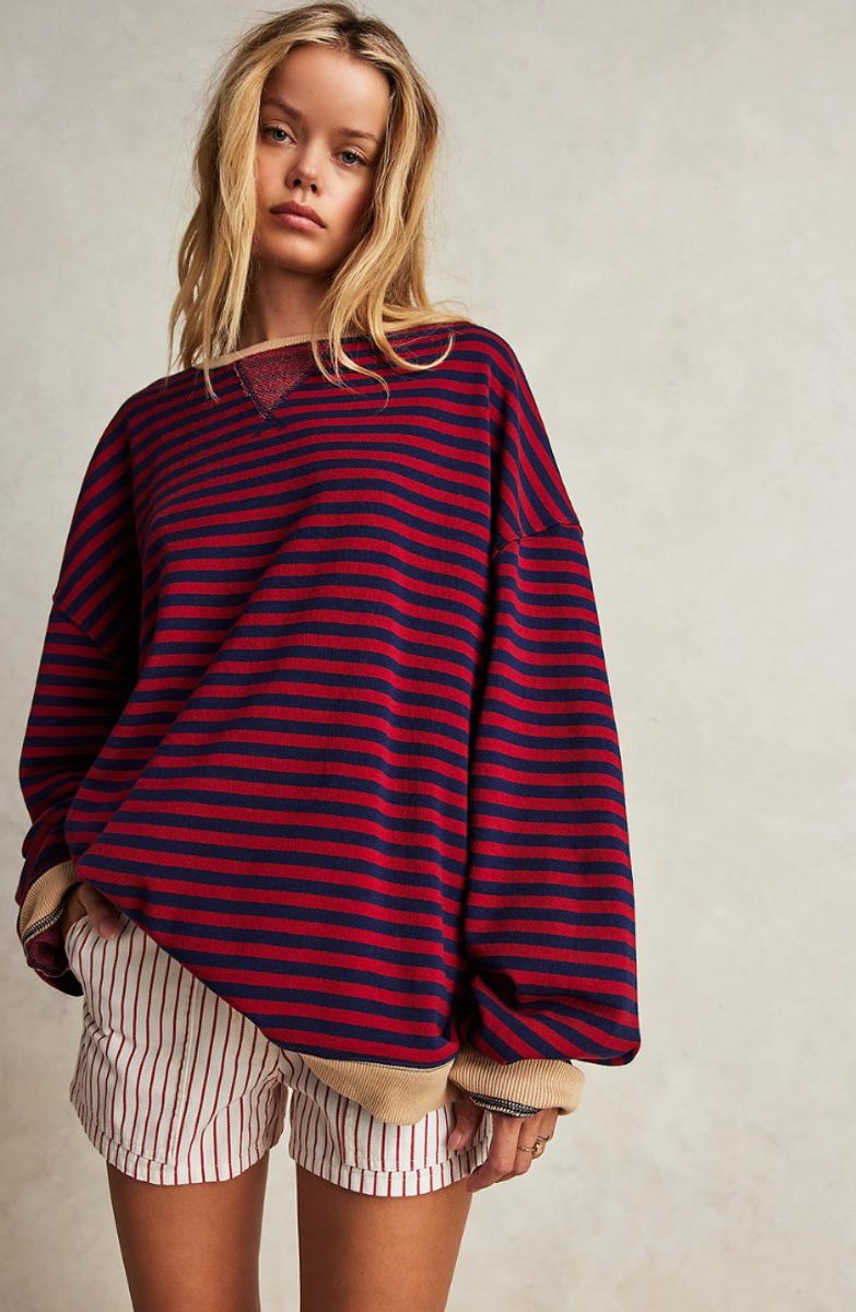 Women's Striped Oversized Pullover Sweater