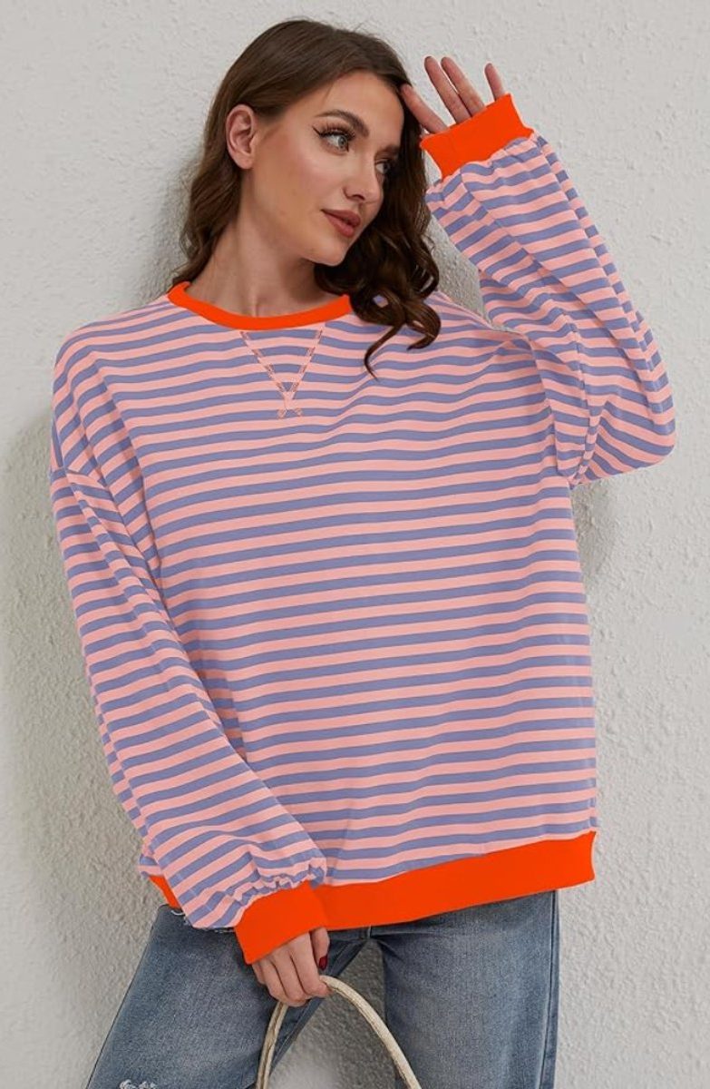 Women's Striped Oversized Pullover Sweater