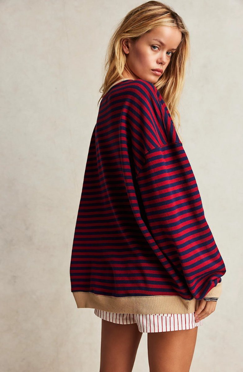 Women's Striped Oversized Pullover Sweater