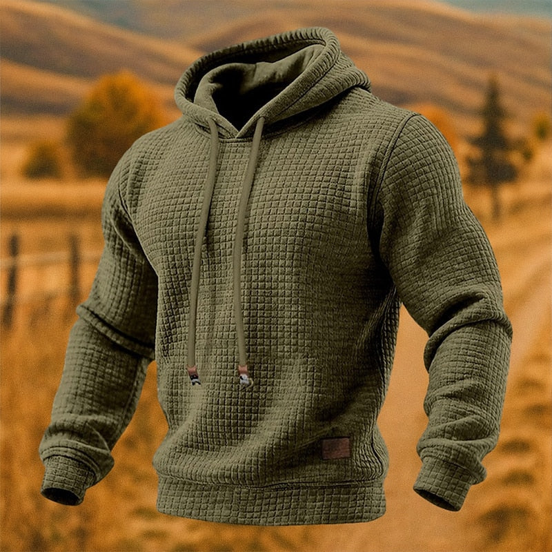 Men's Waffle Texture Pullover Hoodie