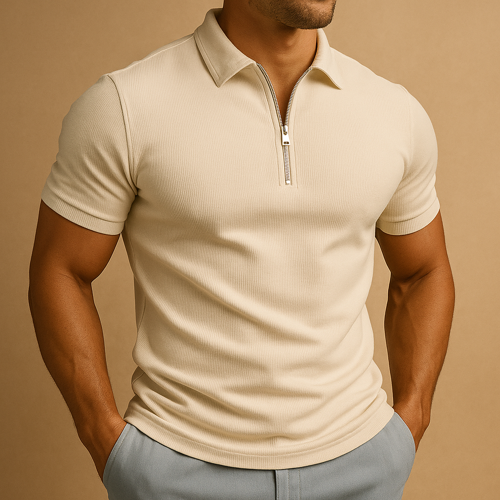 Men's Slim Fit Zip Polo Shirt