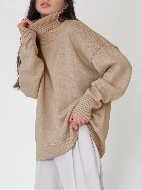 Women's Oversized Turtleneck Sweater Relaxed Winter Knit for Everyday Layering